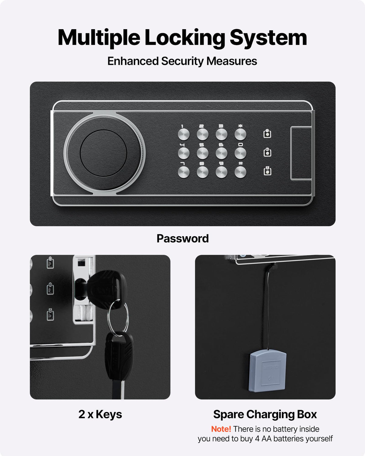 VEVOR 6-8 Gun Safe, Long Gun Cabinet for Rifles and Pistols, Quick Access Rifle Safe with 3 Ammo Slots and 2 Adjustable Racks, Large Digital Cabinet with Key and Password Lock