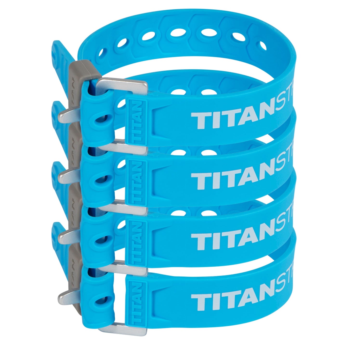 Titan Utility Straps – Easy-to-Use, Reliable Tension Straps for Securing Bike & Moto Gear, Skis, Garden Hoses, Field Repairs – Use in Frigid Temp – 60 lb.Working Load, 14" Length, Ocean Blue, 4-Pack