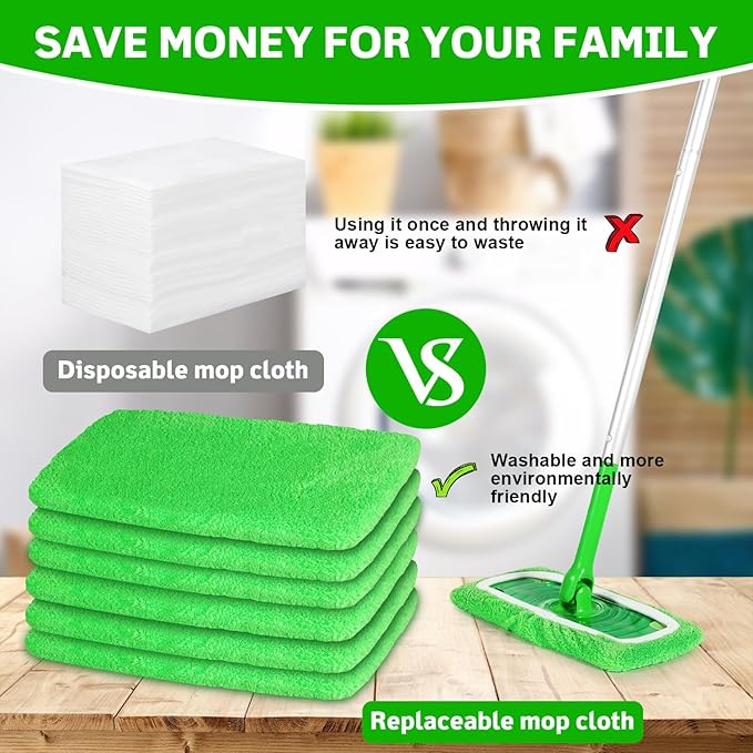 6 Pack Reusable Microfiber Mop Pads Compatible