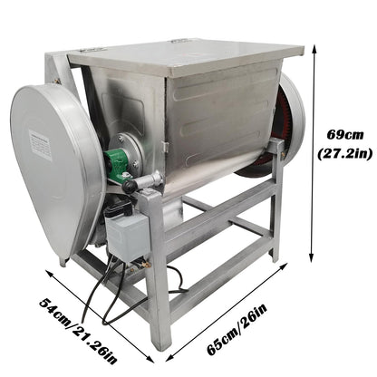 EQCOTWEA Commercial Dough Mixer, Electric Dough Mixing Machine,304 Stainless Steel Pizza Flour Dough Stand Mixer, Heavy Duty Flour Blender 1500W 30QT/15KG Kneading Capacity
