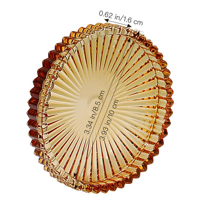 Vixdonos 3.8 Inch Glass Pillar Candle Holder Set Pack 2 Gear Round Plate Serrated Candle Stand for Table Centerpieces,Party, Wedding and Home Decor