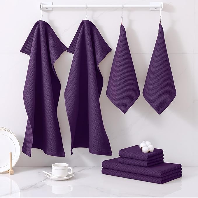 Homaxy 100% Cotton Kitchen Towels and Dishcloths Set