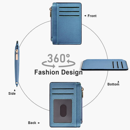 Tipmile Credit Card Holder for Women Slim Minimalist Front Pocket RFID Blocking Wallet Small Compact Card Case with ID Window, Sky Blue