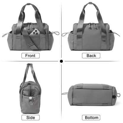 Bucosd Small Gym Bag for Women, Mini Crossbody Gym Duffle Bag with Wet Compartment, Carry on Gym Tote Bag for Workout Dance Sport Travel (Mini-Grey)
