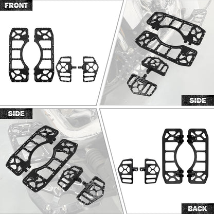 HDBUBALUS Motorcycle Footboards Driver Passenger Floorboards CNC Wide Footpegs Set Chopper Bobber Foot Pegs Board Pedal Fit for Harley Touring Softail Road Glide Dyna FLD 2 Pairs