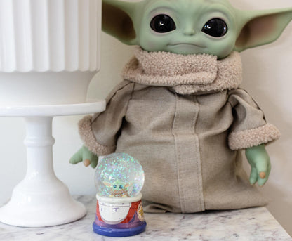 Silver Buffalo Star Wars The Mandalorian Light Up Snow Globe│Grogu Baby Yoda│4.6 Inches Tall, 55mm (Medium)