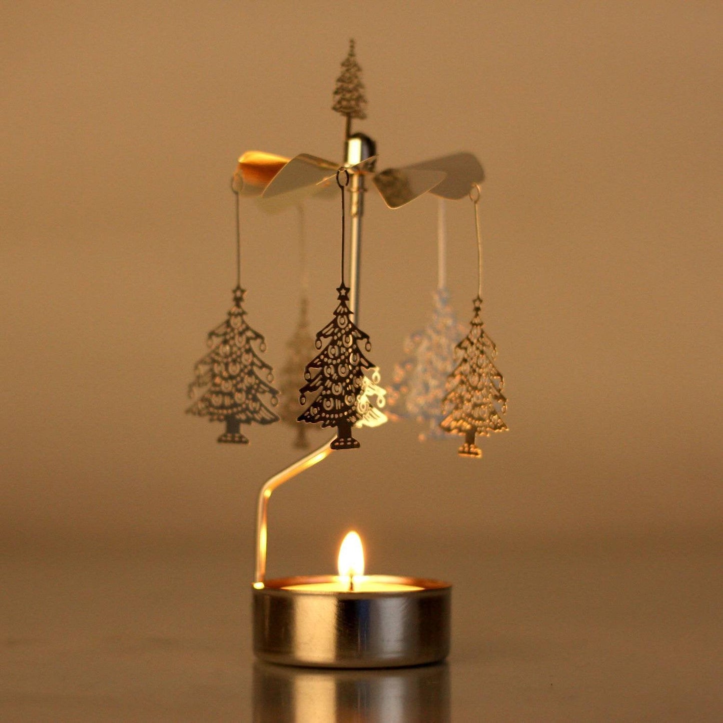 Rotary Candle Holder Spinning Candleholder Metal Small Gift (Tree)