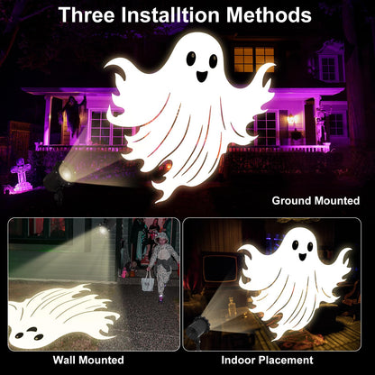 Treela Halloween Projector Lights Outdoor Cute Ghost Lights Decoration Dynamic Outside Indoor LED Landscape Lamp for Holiday Garden Supplies