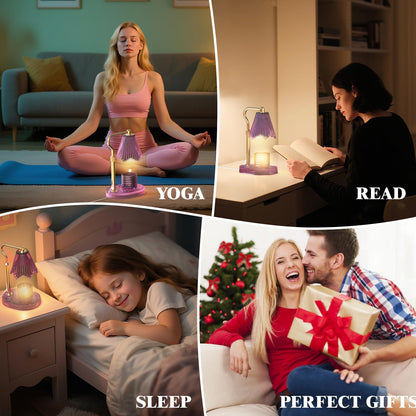 WYghyronic Candle Warmer Lamp with Timer & Dimmable 4-Level Brightness - Adjustable Height,for New Home Bedroom, Gifts for Women (Pink)