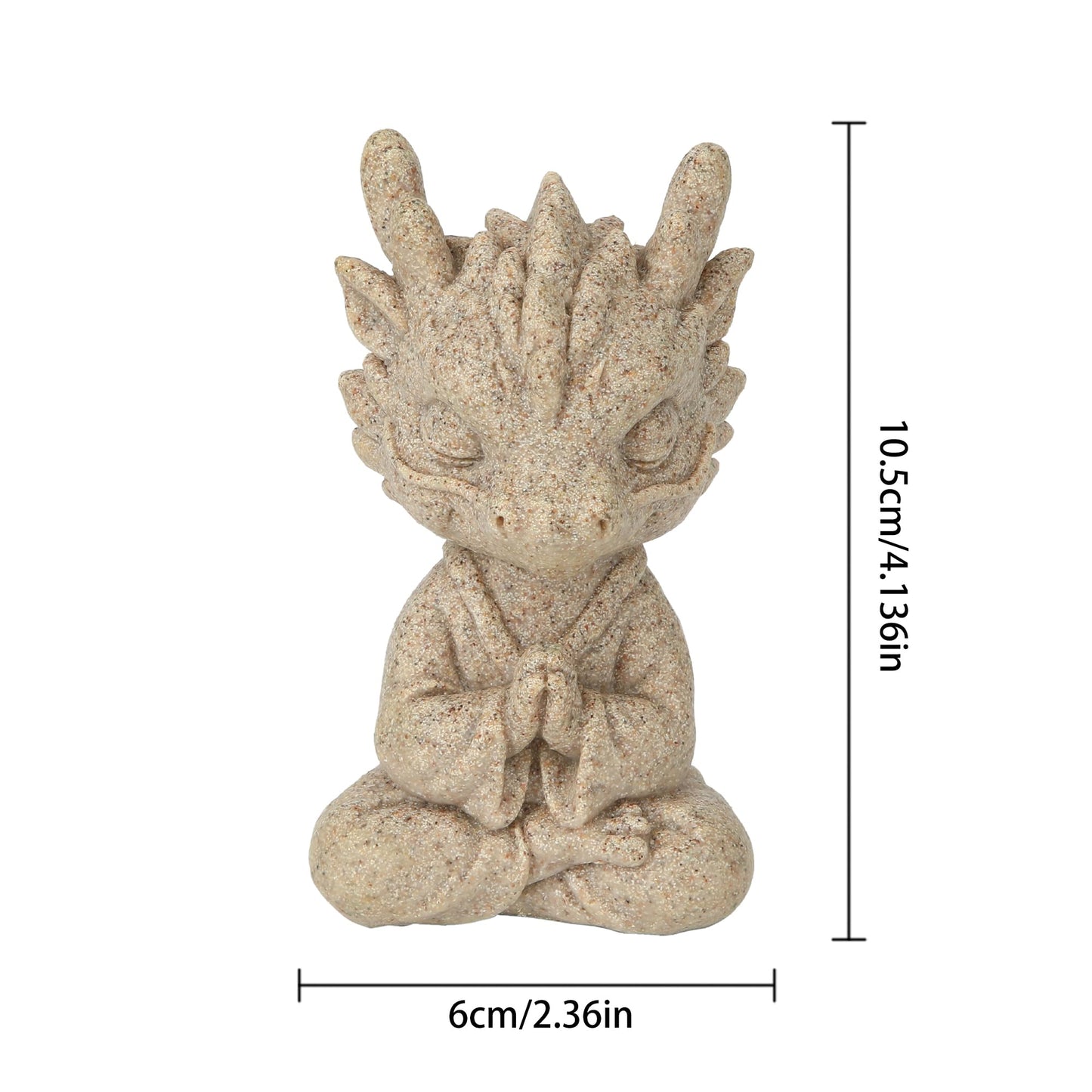 JIALINXIA Meditating Dragon Statue, Resin Zen Yoga Dragon Figurine with Praying Hands, Fantasy Animal Desk Shelf Decor for Office, Meditation Room