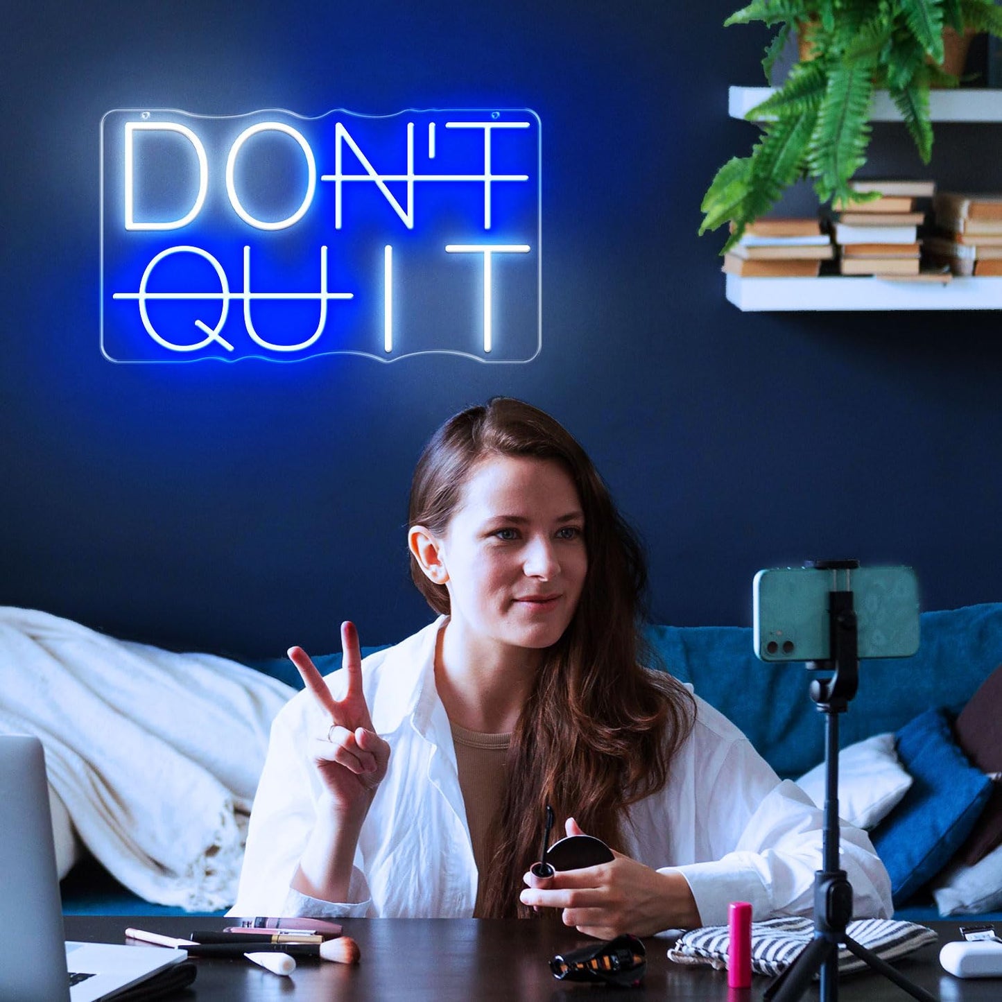 HAJAE Dimmable Don't Quit Neon Sign for Wall Decor, USB LED Light for Home Gym Bedroom Man Cave Office, DO IT Inspirational Gamer Room Decorations