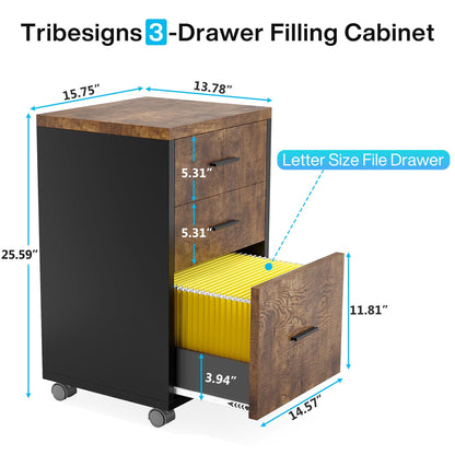 Tribesigns 83" L-Shaped Executive Desk, Large Office Desk with Drawers, Industrial Corner Computer Table with Rolling File Cabinet, Business Workstation for Home Office (Brown, 83 Inches)
