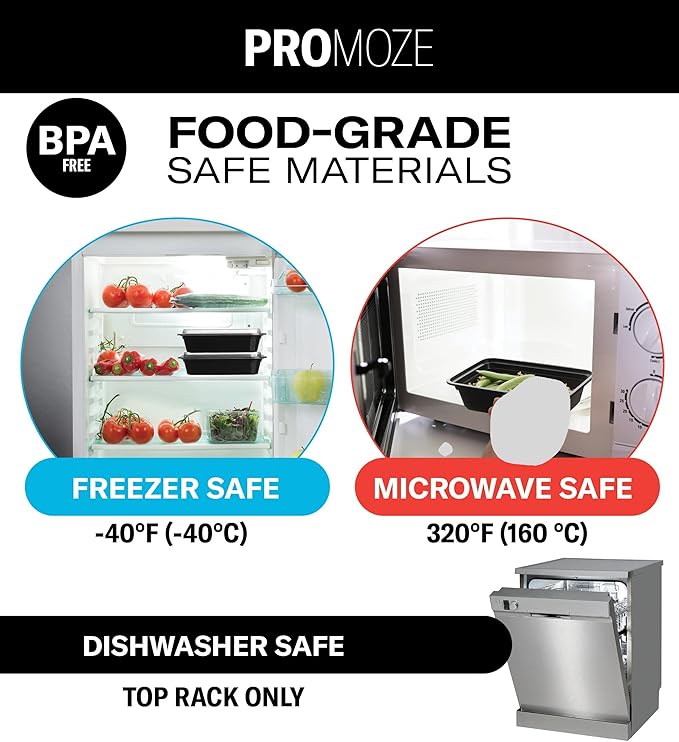 50-Pack Reusable Meal Prep Containers Microwave Safe Food Storage Containers