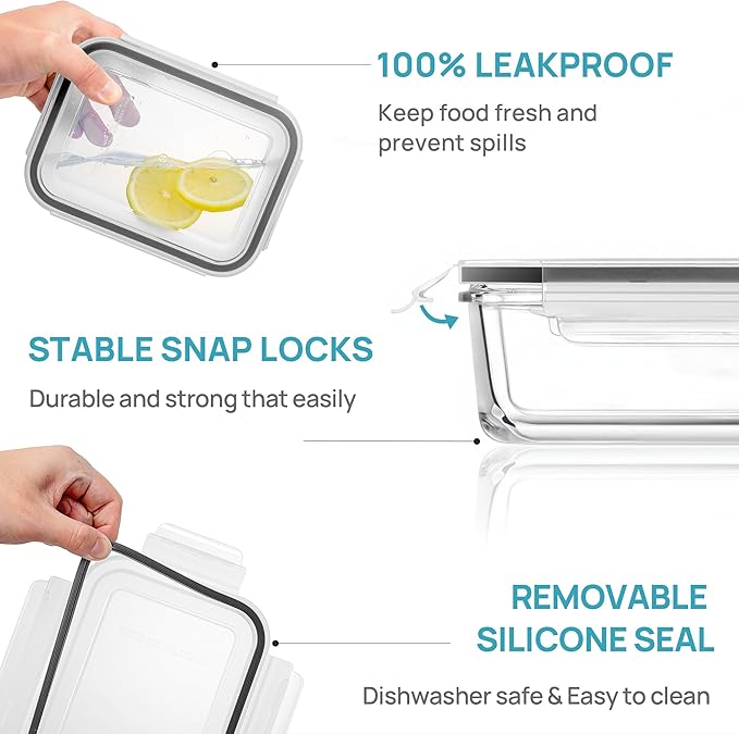 Vtopmart 5Pack 30oz Glass Storage Containers