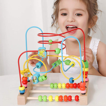 Jacootoys Toddlers Bead Maze Roller Coaster Animal Circle Toys Educational Abacus Beads Game for Boys Girls Baby Gift