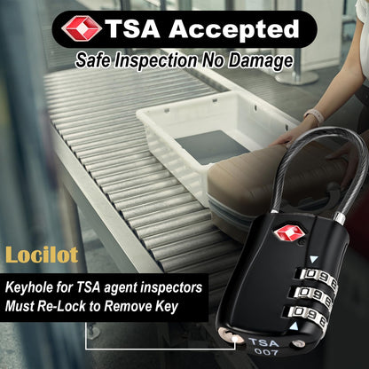 Locilot 5pcs TSA Approved Luggage Locks with 10pcs Zipper Locks, Zinc Alloy Combination Locker Suitcase Lock, TSA Locks for Luggage, Combination Lock for Locker Backpack (TSA007)