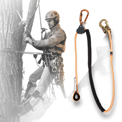 ProClimb Arborist Lanyard by Pelican Rope – 1/2 in x 12 ft Polyester, Steel Snap Hook, Adjustable, High Visibility, ANSI/OSHA Certified for Work Positioning, Made in The USA