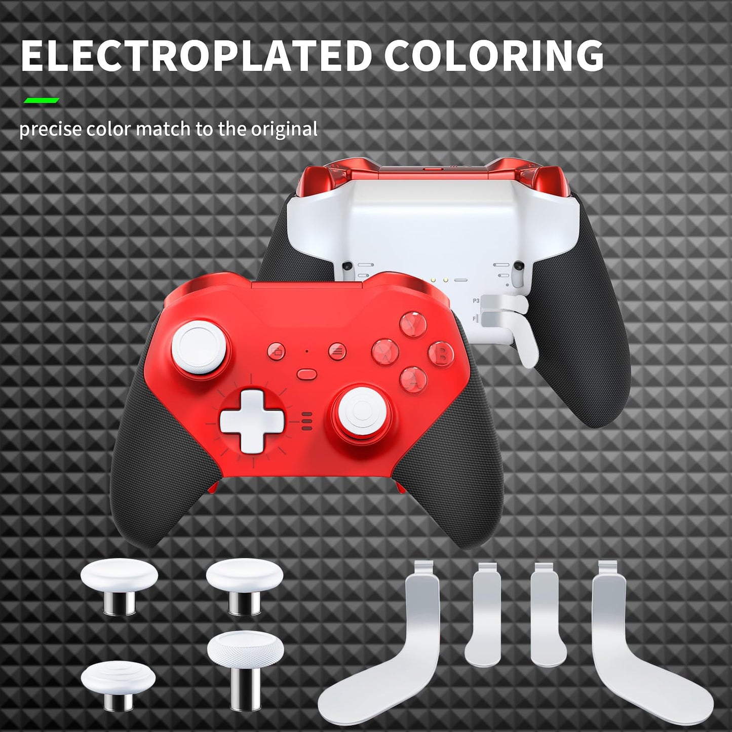 TOMSIN Thumbsticks&Paddles for Xbox Elite 2 Controller,15 In 1 Accessories Pack with Case for Xbox Elite Controller Series 2 Core,6 Metal Thumbsticks,4 Paddles,2 D-pad,Protection Rings (White)