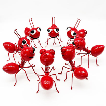 Cruis Cuka Metal Yard Art Garden Decor for Outside Cute Ants Yard Decorations Outdoor Lawn Ornaments Backyard Gifts for Mom - Set of 8（All Red）
