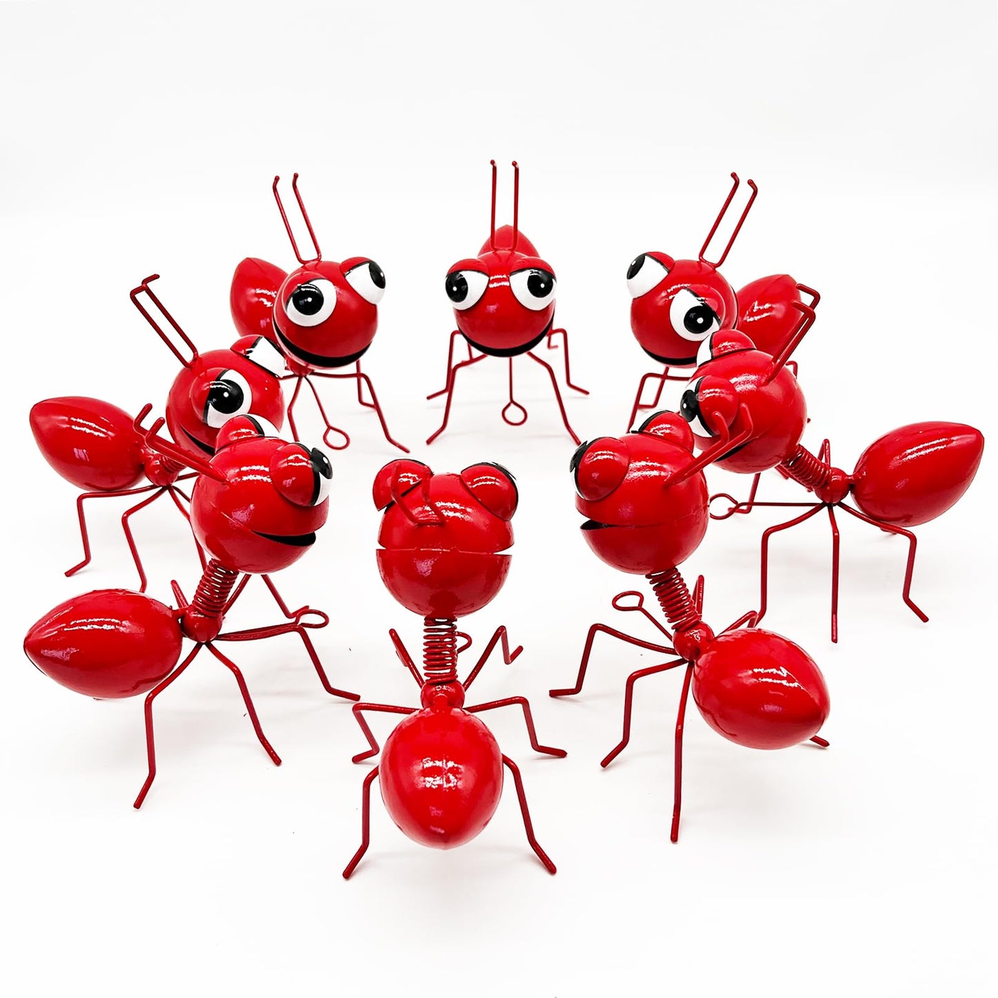 Cruis Cuka Metal Yard Art Garden Decor for Outside Cute Ants Yard Decorations Outdoor Lawn Ornaments Backyard Gifts for Mom - Set of 8（All Red）