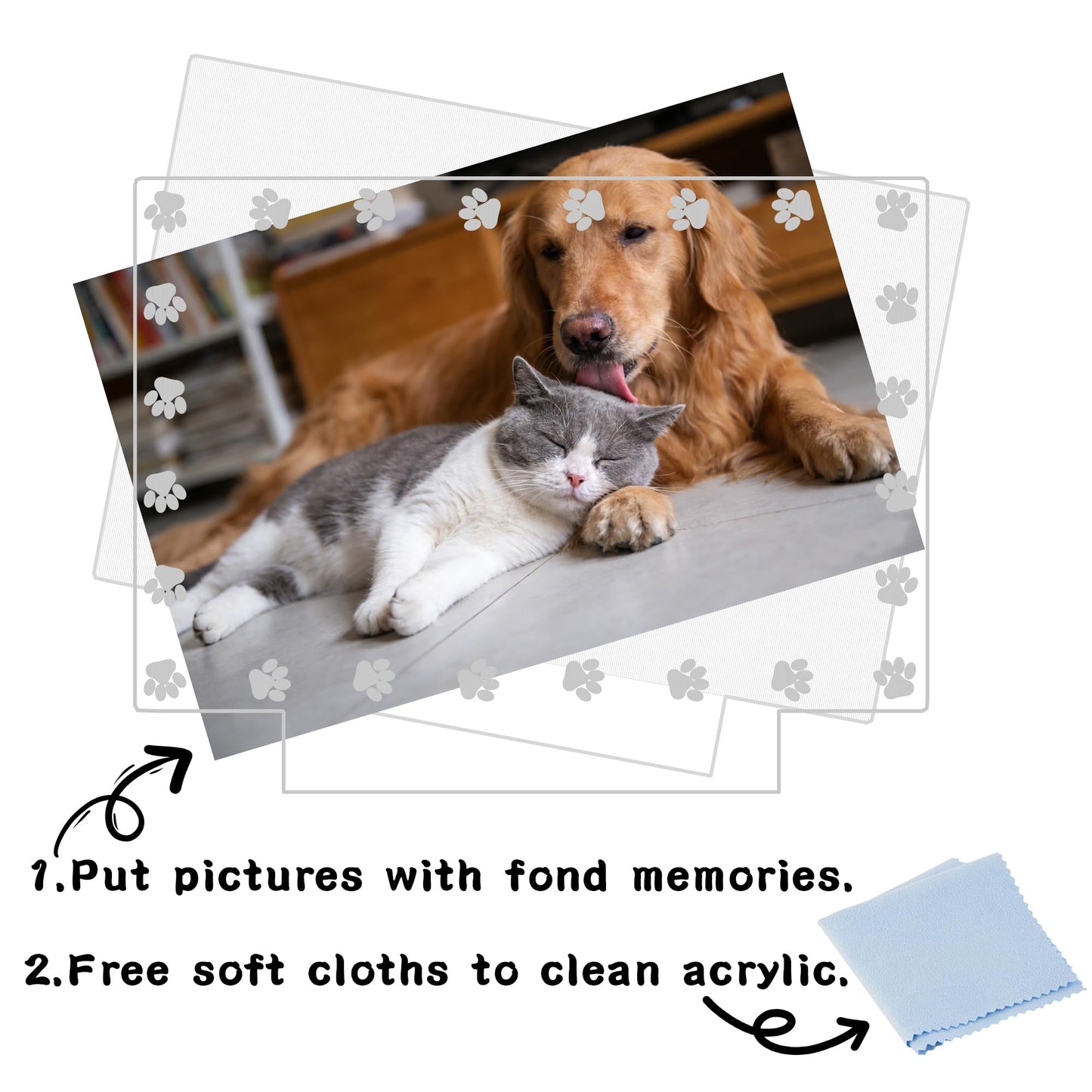 Dog Memorial Picture Frame, Dog Gifts for Pet Loss, 4x6 LED Frame Night Light with Paw Prints, Remembrance Sympathy Gift for Cat Owner Pet Lover, Personalized Home Bedroom Tabletop Decor Keepsake Lamp