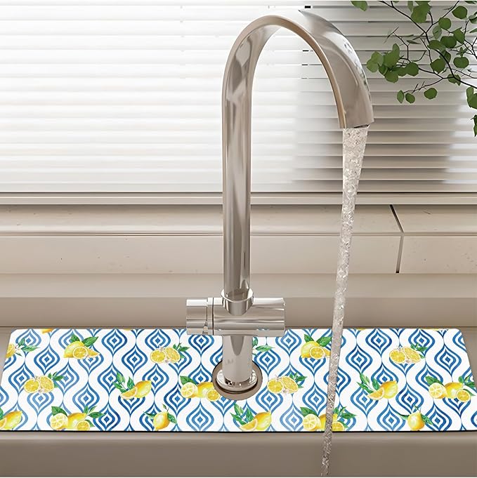 Patterned Sink Faucet Mat Kitchen Splash Guard Super Absorbent Drying Mat