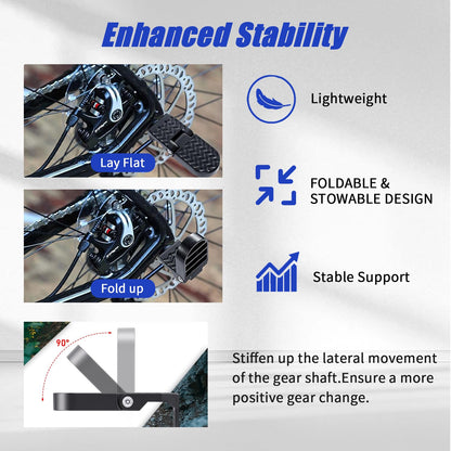 PSLER 2PCS Bike Rear Pedals - Aluminium Non-Slip Ebike Foot Pegs for Passenger, Universal Motorcycle Bicycle Folding Foot Pedal, Fit for E-Bike, Mountain Bike, 15mm U-Shaped Slot Opening
