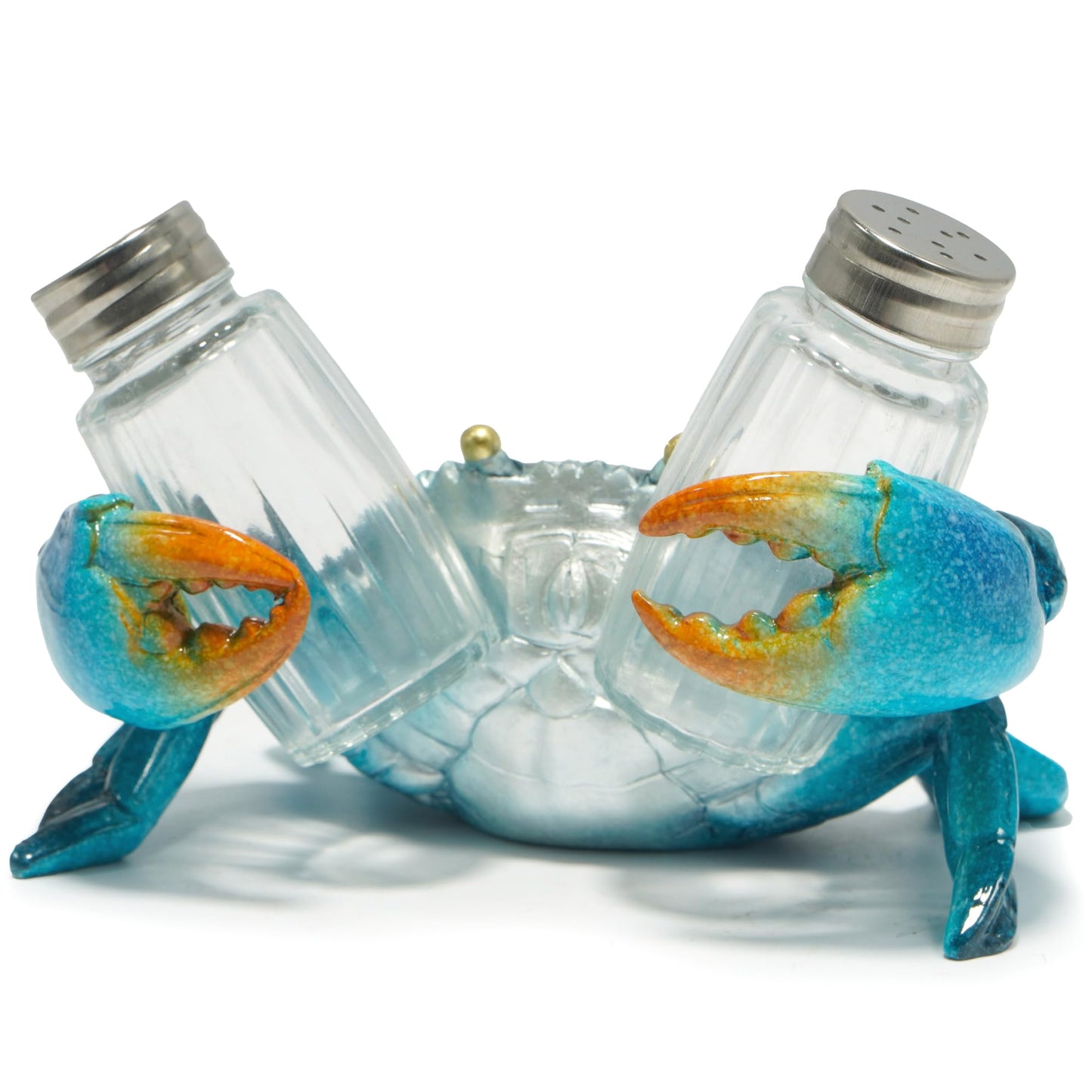Hodao Sea Crab With Salt and Pepper Shaker Figurines Decoration Crab Set with Holder Figurine for Beach Bar or Tropical Kitchen Decor Table Decor By Home Gifts For Mom (Blue)