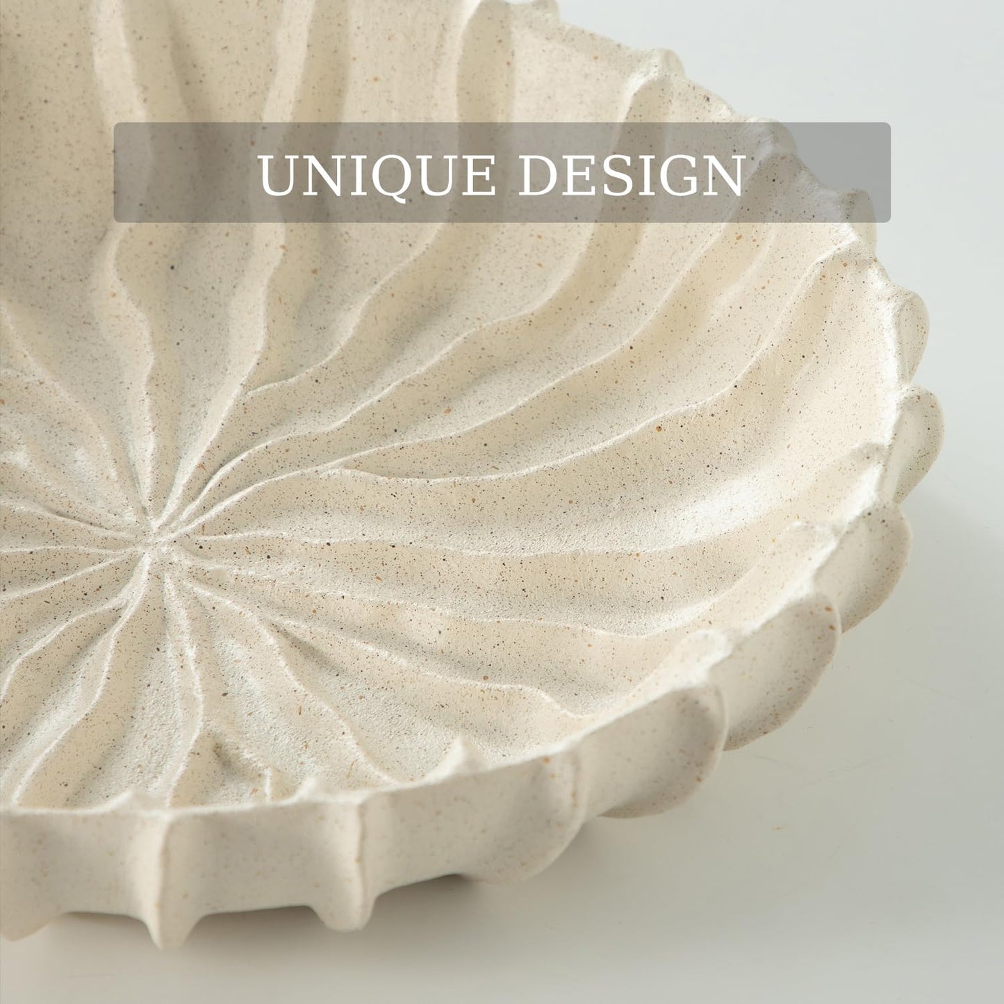 Dneuoir Large Decorative Bowl Fruit Bowl for Kitchen Counter, Resin Modern Decorative Tray for Home Decor, Key Bowl for Entry Table, Shelf, 11.2 Inch (Beige)