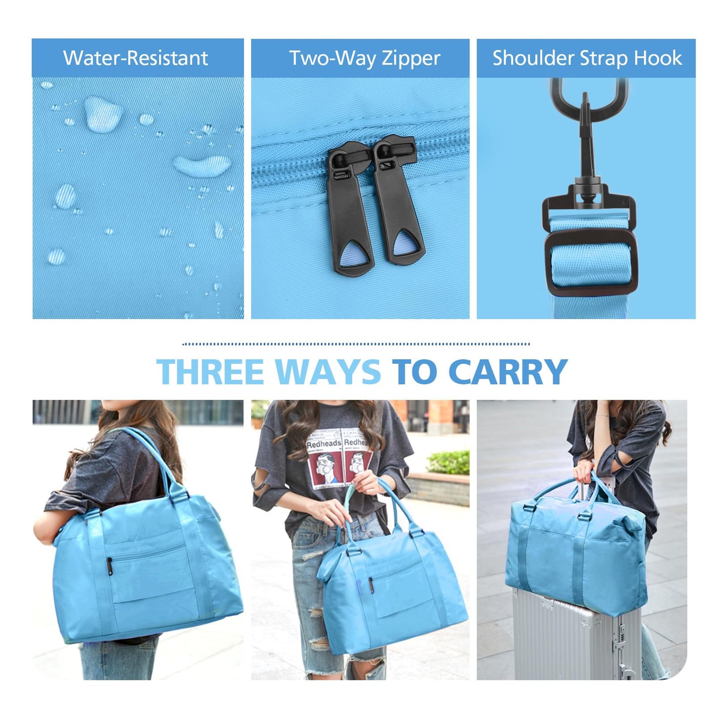 Travel Duffle, Waterproof Weekender Carry On Tote for Women, Travel Essentials Sport Gym for Men, Hospital Bag for Labor and Delivery, Overnight Luggage With Trolley Sleeve