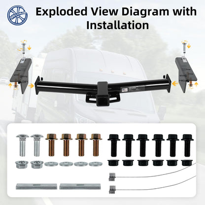Paanlok Class 3 Trailer Hitch for 2015-2025 Ford Transit 150/250 & 2015-2024 Transit 350, 2022-2024 E-Transit | 8,000LBS Weight Distribution, Bolt-On 2 Inch Receiver, Heavy Duty Carbon Steel