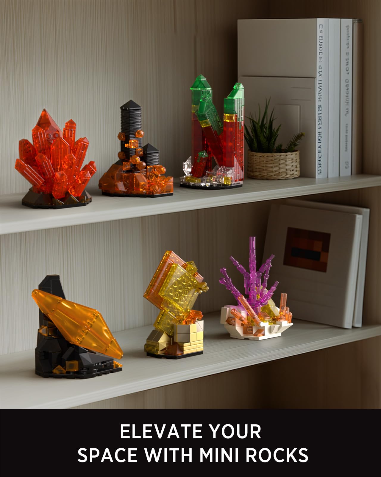 Nifeliz Rock Building Set for Adults, 6 Geology-Inspired Mineral Models, Hands-On Desk Display and Thoughtful Gift for Home Decor Lovers (626 PCS, NF10366)