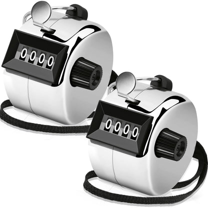 Decymis 2 Pack Clicker Counter, Metal Hand Tally Counter Clicker, 4 Digit Mechanical Palm Click Counter for Counting Numbers, Coaching, Sports Events Count