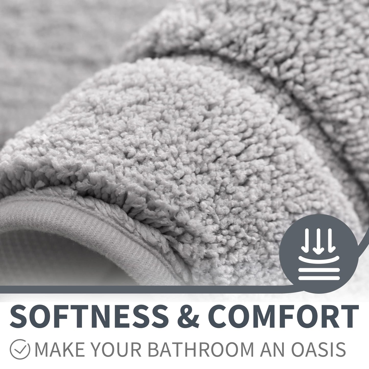 GRANNY SAYS Extra Large Bath Mat 60 x 120 cm, Grey Bath Rug for Bathroom Non-Slip, Microfiber Fluffy Shaggy Decorative Bathroom Foot Mat Super Absorbent, Machine-Washable Bath Mats and Rugs for Floor