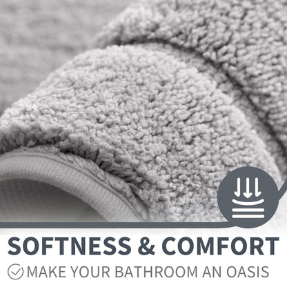 GRANNY SAYS Extra Large Bath Mat 60 x 120 cm, Grey Bath Rug for Bathroom Non-Slip, Microfiber Fluffy Shaggy Decorative Bathroom Foot Mat Super Absorbent, Machine-Washable Bath Mats and Rugs for Floor