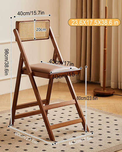 XIZUNRU Folding Chair Bamboo Stackable Folding Chairs,Portable Foldable Chairs for Indoor and Outdoor Events Party Chair for Home Office,Guest Room,Conference Room 1pc (Stool Seat Height: 23.6 inch)