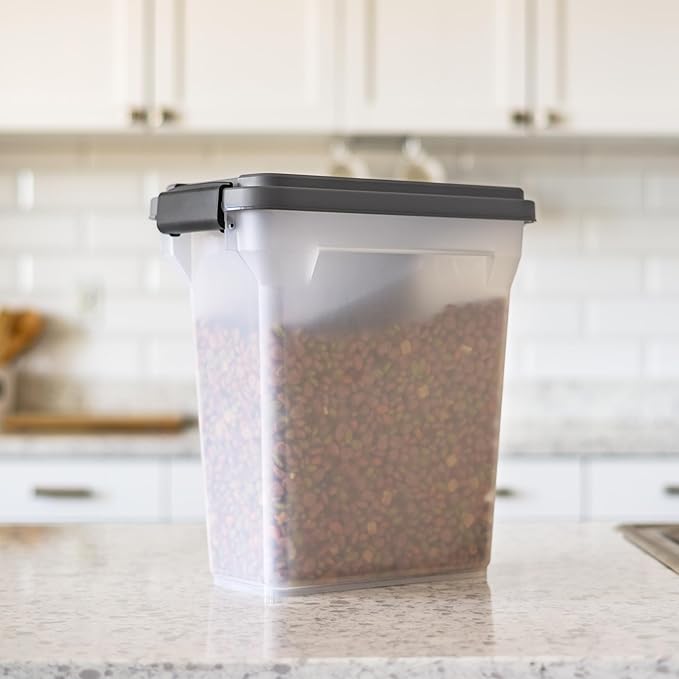 IRIS USA Dog Food Storage Container, Airtight Lid, 2-Cup Scoop, Versatile Pet