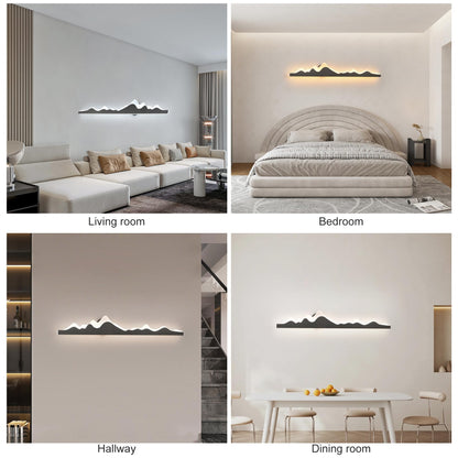 Qcyuui Wall Sconce with Remote Control 47.2inch Dimmable LED Wall Lights Black Led Wall Sconce Indoor Mountain Shape Wall Lamps for Living Room Bedroom Hallway,24W