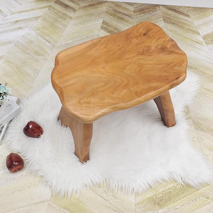 Natural Shape Solid Wood Stump Stool 20"x13"x18" Cedar Root End Table Rustic