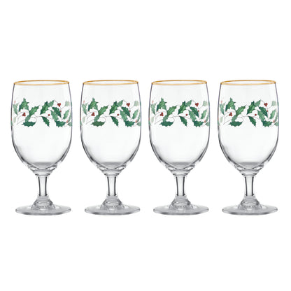 Lenox 849606 Holiday 4-Piece Iced Beverage Glass Set, Christmas Dinnerware, Hosting