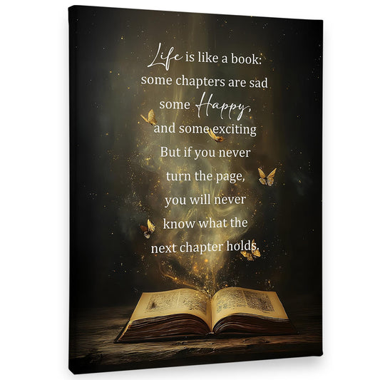 PHAMTE Inspirational Wall Art Decor Canvas 11x14, Motivational Quotes Pictures Decorations, Life Is Like a Book inspirational Quotes Framed Prints Artwork for Bedroom Living Room Office Decor