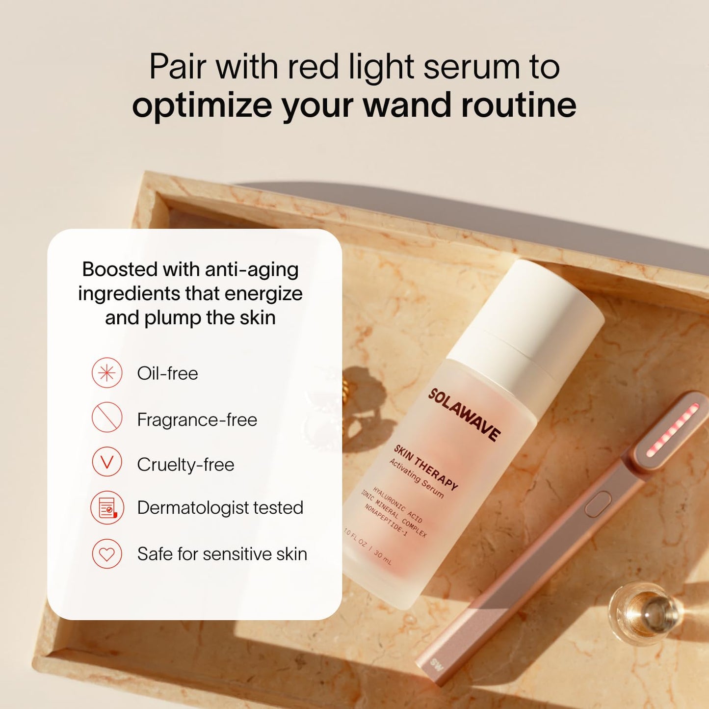 Solawave Skincare Wand & Serum – 4-in-1 Galvanic Current, Face Massager, & Red Light Therapy Wand – 1 Oz Activating Serum for Anti-Aging, Wrinkle Reduction, Face Lift & Hyperpigmentation Skin Care