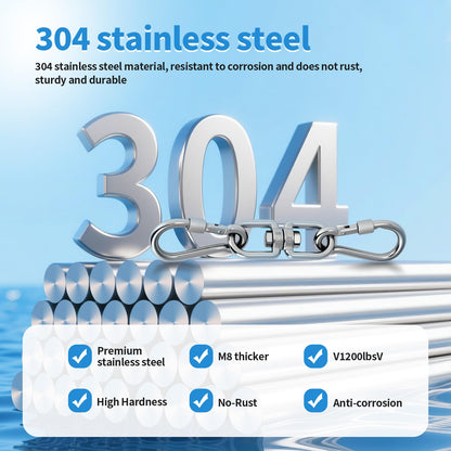 Aheucndg Heavy Duty 1200 lb Capacity Swivel Ring Double Ended Swivel Eye Hook, 304 Stainless Steel 1Pack Swivel Hooks + 2Pack Snap Hook, Easy Installation for Hanging Chair, Hammock, Boxing Bag, Gym