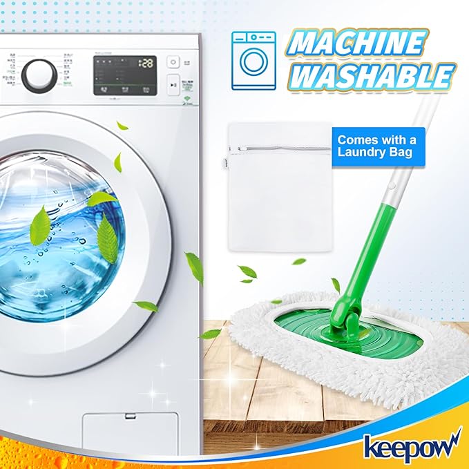 KEEPOW Reusable Microfiber Mop Pads Compatible