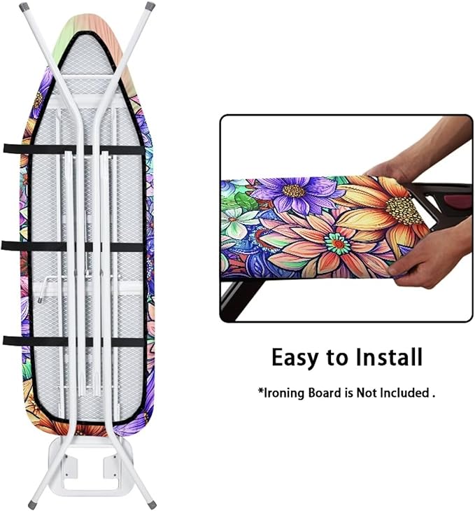 Boho Floral Ironing Board Pad Ironing Board Cover and Pad 15" x 54" Scorch