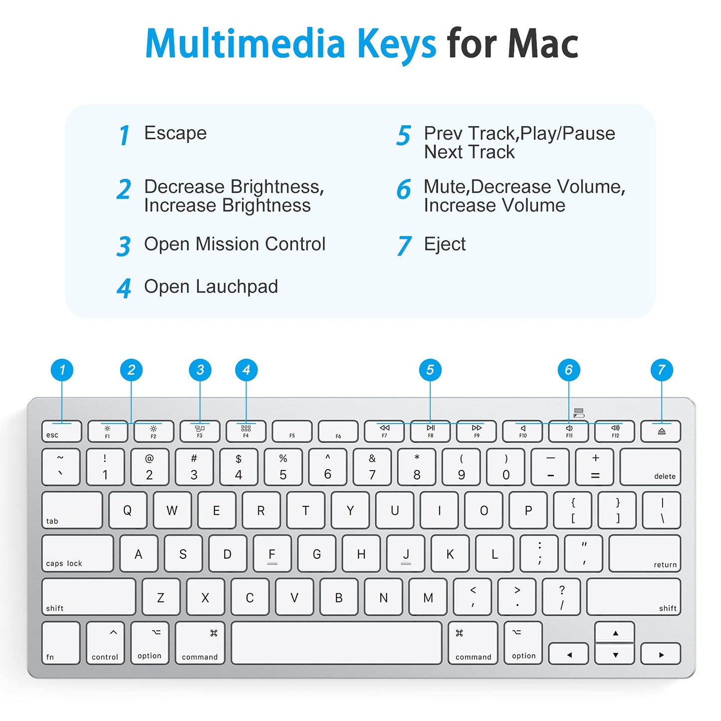 OMOTON Bluetooth Keyboard Compatible with Mac, Compact Wireless Keyboard Compatible with MacBook Pro/Air, iMac, Mac mini/Pro Laptop and PC (Silver)