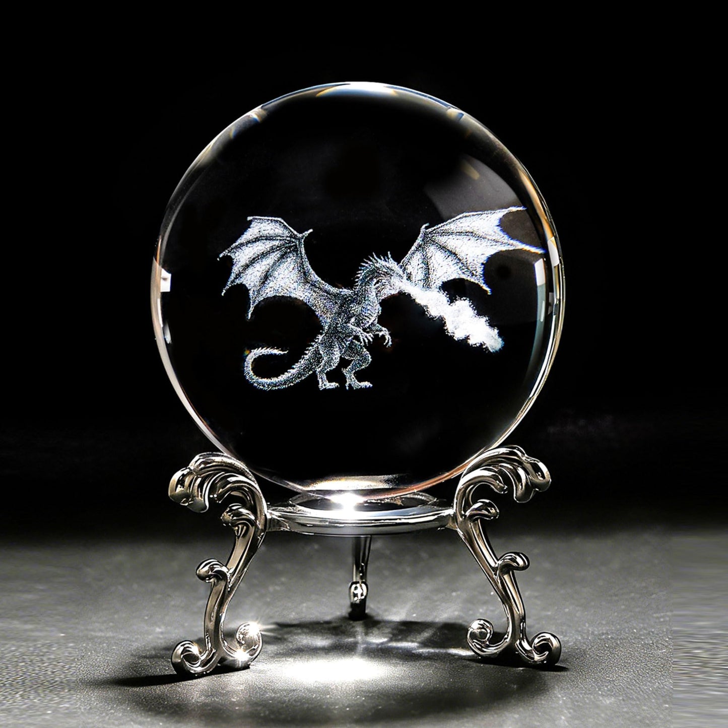 ZEERSHEE 2.4in 3D Dragon Crystal Ball with Stand Fire Breathing Dragon Decoration Gifts for Boys Girls