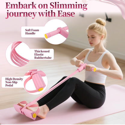 Pilates Essentials Kit for Women 15 Pcs Pilates Equipment for Home Workouts with Yoga Circle Ball Ring, 5 Resistance Bands,Pedal Puller Resistance Band,Anti Slip Socks for Starter Set,Pink