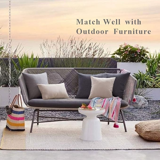 MIULEE Pack of 2 Decorative Outdoor Solid Waterproof Throw Pillow Covers Faux