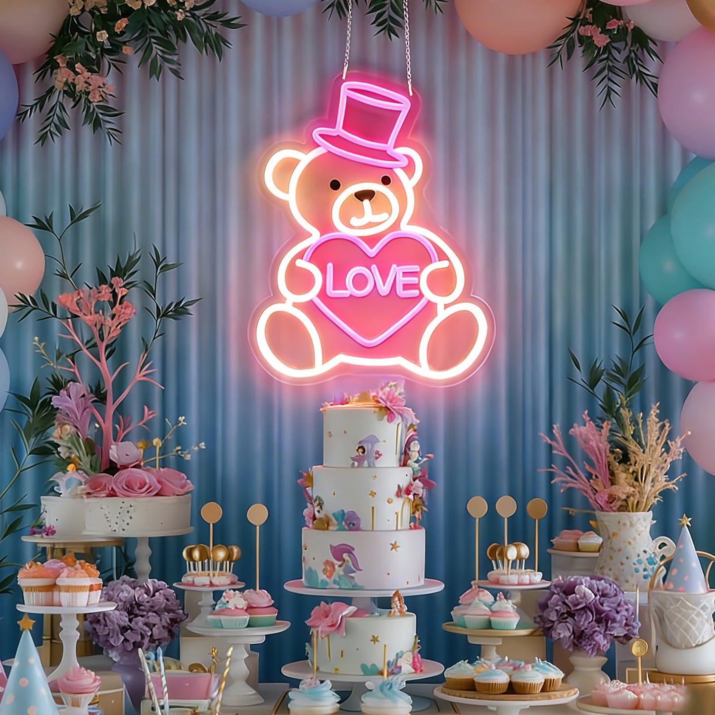 RumonZS 15" Valentines Day Cute Bear Neon Sign Pink Love Heart Neon Light for Wall Decor Dimmable USB Led Sign Bear Neon Lights Bedroom Wedding Anniversary Decor Birthday Gift for Girlfriend
